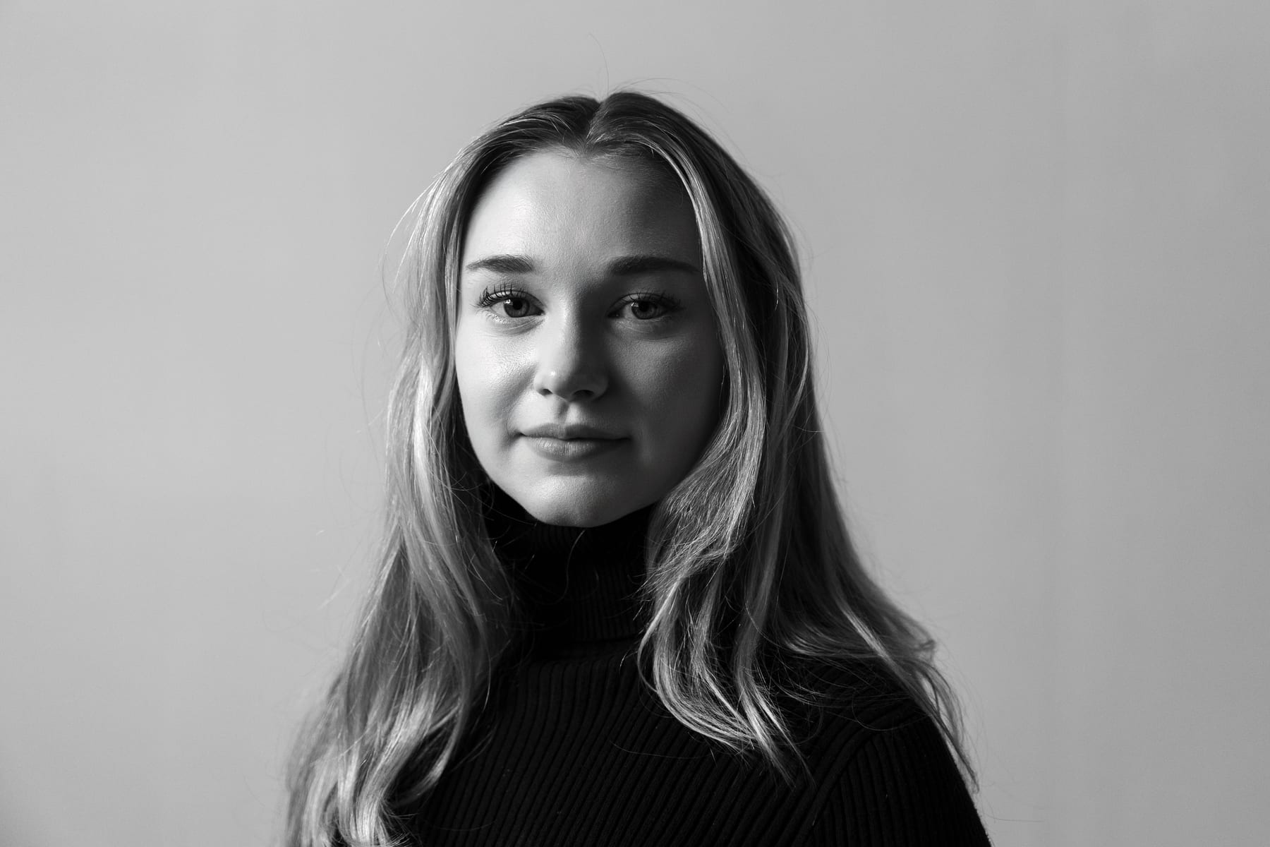 Black-and-white portrait of Ellie Kathryn Crawford